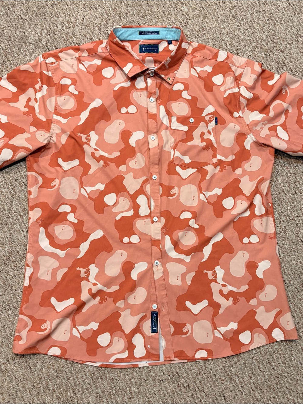 William Murray Men's Golf Polo Size Large Motif Deer Golf Course XXL Orange Red